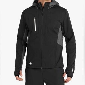 OGIO Pivot Soft Shell Hooded Lightweight Jacket Black with Gray -Performance